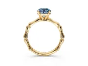 Solitaire Engagement Ring Setting for Fancy Blue Round Cut Center with Bamboo Band and Prong Head in Yellow Gold