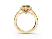 Solitaire Engagement Ring Setting for Fancy Yellow Princess Cut Center with Wide Band, Pave Collar and Prong Head in Yellow Gold