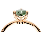 Minimalist Solitaire Engagement Ring Setting for Fancy Green Pear-Shaped Center with Thin Band and Prong Head in Rose Gold