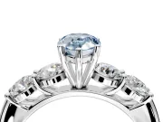 5 Stone Engagement Ring Setting for Fancy Blue Pear-Shaped Center with Graduated Accents and Prong Head in White Gold