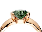 Tension Engagement Ring Setting for Fancy Green Round Cut Center with Wide Flat Band and Tension Head in Rose Gold