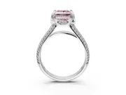 Solitaire Engagement Ring Setting for Fancy Pink Princess Cut Center with Accented Split Shank and Prong Head in Sterling Silver