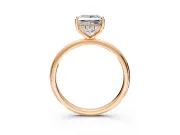 Hidden Halo Engagement Ring Setting for Princess Cut Center with Thin Round-Wire Band and Prong Head in Rose Gold