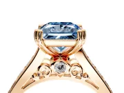 Solitaire Engagement Ring Setting for Fancy Blue Princess Cut Center with Channel Band and Double Claw Prong Head in Rose Gold