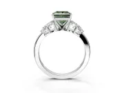 Leaf Cluster Engagement Ring Setting for Fancy Green Princess Cut Center with Marquise Accents and Prong Head in Platinum