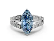 Split Shank Engagement Ring Setting for Fancy Blue Marquise Center with Pave Split Shank and Prong Head in Sterling Silver