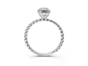 Solitaire Engagement Ring Setting for Radiant Cut Center with Plain Twisted Rope Band and Prong Head in White Gold
