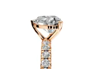 Solitaire Engagement Ring Setting for Heart-Shaped Center with Shared-Prong Accents and Prong Head in Rose Gold
