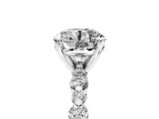Solitaire Engagement Ring Setting for Round Cut Center with Alternating Size Accents and Prong Head in Sterling Silver
