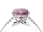Solitaire Engagement Ring Setting for Fancy Pink Princess Cut Center with Pave Split Shank and Prong Head in Platinum
