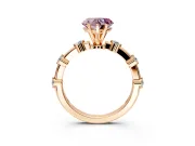 Solitaire Engagement Ring Setting for Fancy Pink Heart-Shaped Center with Bezel Station Band and Prong Head in Rose Gold