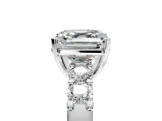 5 Stone Engagement Ring Setting for Asscher Cut Center with Plain Band and Prong Head in Sterling Silver