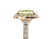 Halo Engagement Ring Setting for Fancy Yellow Princess Cut Center with Raised Halo, Pave Band and Prong Head in Rose Gold