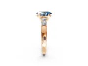 5 Stone Engagement Ring Setting for Fancy Blue Oval Center with Plain Band and Prong Head in Rose Gold