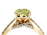 Solitaire Engagement Ring Setting for Fancy Yellow Cushion Cut Center with Crossover Accents and Prong Head in Yellow Gold
