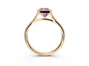 Solitaire Engagement Ring Setting for Fancy Pink Radiant Cut Center with V Split Shank and Bezel Head in Rose Gold