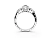 3 Stone Engagement Ring Setting for Marquise Center with Large Pear-Shaped Accents and Prong Head in Sterling Silver