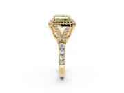 Double Halo Engagement Ring Setting for Fancy Yellow Princess Cut Center with Narrow Pave Split Shank and Prong Head in Yellow Gold