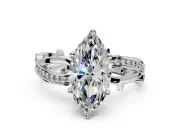 Solitaire Engagement Ring Setting for Marquise Center with Pave and Plain Crossover Band and Prong Head in Sterling Silver
