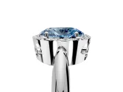 Halo Engagement Ring Setting for Fancy Blue Oval Center with Tapered Plain Band and Prong Head in Platinum