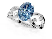 Solitaire Engagement Ring Setting for Fancy Blue Oval Center with Criss-Cross Accent Band and Prong Head in Platinum
