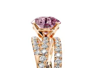 Solitaire Engagement Ring Setting for Fancy Pink Round Cut Center with Woven 3-Strand Pave Band and Prong Head in Rose Gold