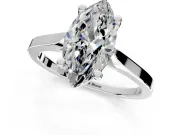 Solitaire Engagement Ring Setting for Marquise Center with Tapered Shoulders and Prong Head in White Gold