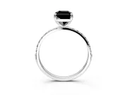 Solitaire Engagement Ring Setting for Fancy Black Radiant Cut Center with Pave Accents and Prong Head in Platinum