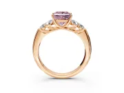 Cluster Engagement Ring Setting for Fancy Pink Princess Cut Center with Round Cut Accent Frame and Prong Head in Rose Gold
