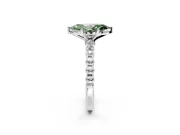 Solitaire Engagement Ring Setting for Fancy Green Marquise Center with Bezel-Dot Beaded Band and Prong Head in Sterling Silver