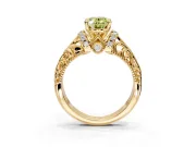 Solitaire Engagement Ring Setting for Fancy Yellow Oval Center with Filigree Accent Basket and Prong Head in Yellow Gold