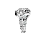 Solitaire Engagement Ring Setting for Heart-Shaped Center with Twisted Pave Split Shank and Prong Head in Sterling Silver
