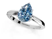 Solitaire Engagement Ring Setting for Fancy Blue Pear-Shaped Center with Open Cathedral Shoulders and Prong Head in Platinum