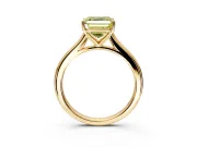 Solitaire Engagement Ring Setting for Fancy Yellow Asscher Cut Center with Narrow Cathedral Band and Prong Head in Yellow Gold