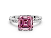 Rope Engagement Ring Setting for Fancy Pink Asscher Cut Center with Accent Shoulders and Prong Head in Platinum