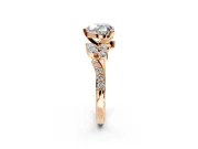 Solitaire Engagement Ring Setting for Heart-Shaped Center with Marquise Accent Twist Band and Prong Head in Rose Gold
