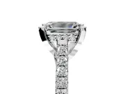 Solitaire Engagement Ring Setting for Emerald Cut Center with Widening Pave Band and Claw Prong Head in Sterling Silver