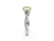 Crossover Engagement Ring Setting for Fancy Yellow Asscher Cut Center with Pave and Plain Strands and Prong Head in Platinum