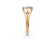 Solitaire Engagement Ring Setting for Oval Center with Milgrain Cathedral Band and Prong Head in Rose Gold