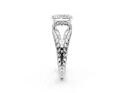 Halo Engagement Ring Setting for Radiant Cut Center with Rope Twist Split Shank and Prong Head in Sterling Silver