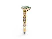 Solitaire Engagement Ring Setting for Fancy Green Pear-Shaped Center with Milgrain Bezel Accents and Prong Head in Yellow Gold