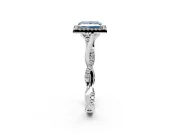 Halo Engagement Ring Setting for Fancy Blue Princess Cut Center with Twist Band and Prong Head in White Gold