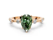 Solitaire Engagement Ring Setting for Fancy Green Pear-Shaped Center with Bezel Station Band and Prong Head in Rose Gold