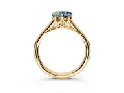 Solitaire Engagement Ring Setting for Fancy Blue Heart-Shaped Center with Cathedral Band and Prong Head in Yellow Gold