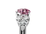Cluster Engagement Ring Setting for Fancy Pink Round Cut Center with Round Cut Accent Frame and Prong Head in Sterling Silver