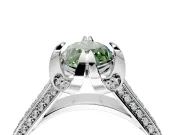 Solitaire Engagement Ring Setting for Fancy Green Marquise Center with Accented Split Shank and Prong Head in White Gold