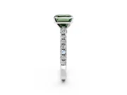 Solitaire Engagement Ring Setting for Fancy Green Asscher Cut Center with Single Row Accent Band and Prong Head in Platinum