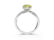 Solitaire Engagement Ring Setting for Fancy Yellow Cushion Cut Center with Narrow Twist Pave Band and Prong Head in Platinum