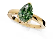 Solitaire Engagement Ring Setting for Fancy Green Pear-Shaped Center with Plain Band and Flat Tab Prong Head in Yellow Gold