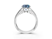 Split Shank Engagement Ring Setting for Fancy Blue Round Cut Center with Pave Split Shank and Prong Head in Sterling Silver